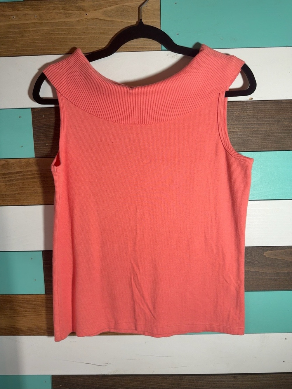 Rafaella Coral Tank with Wide Ribbed Collar